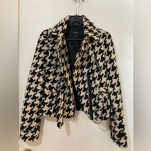 Express White and Black Houndstooth Jacket